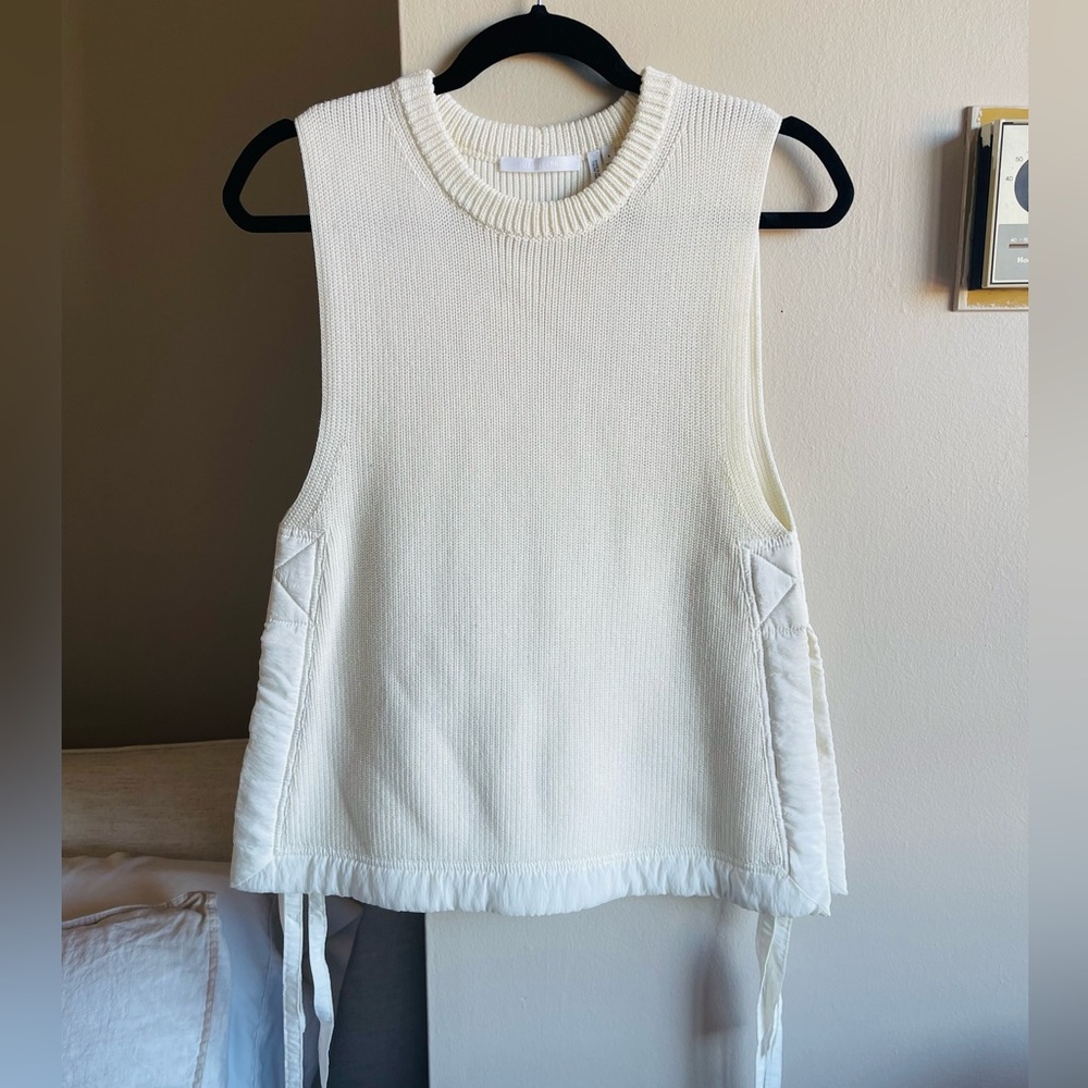 Helmut Lang knit sleeveless sweater with tie detail